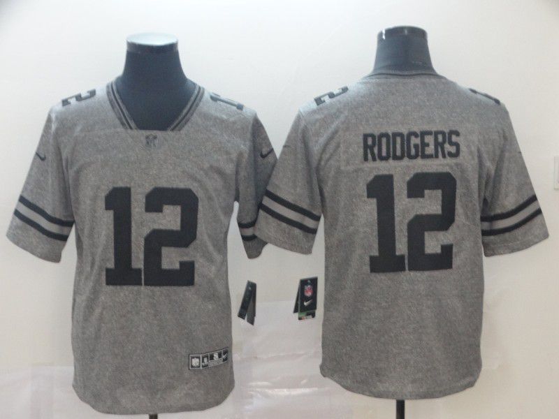 Men Green Bay Packers 12 Rodgers Gray Nike Vapor Untouchable Stitched Gridiron Limited NFL Jerseys